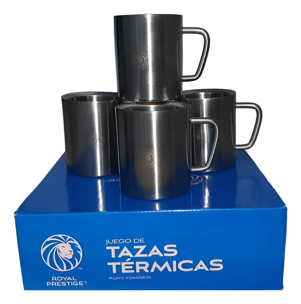 Royal Prestige Juego De Tazas Termicas En Acero Inoxidable Plateado 